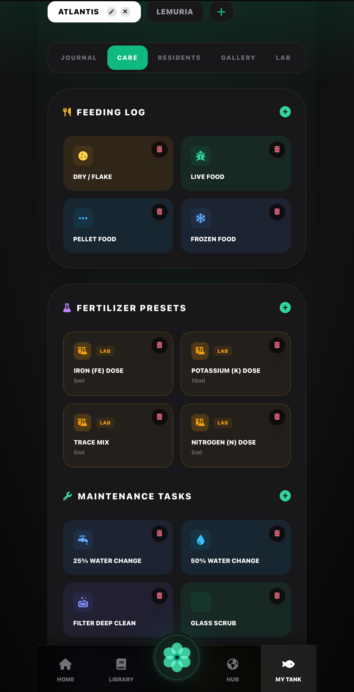 AquaLens Routine Maintenance Quick Logging